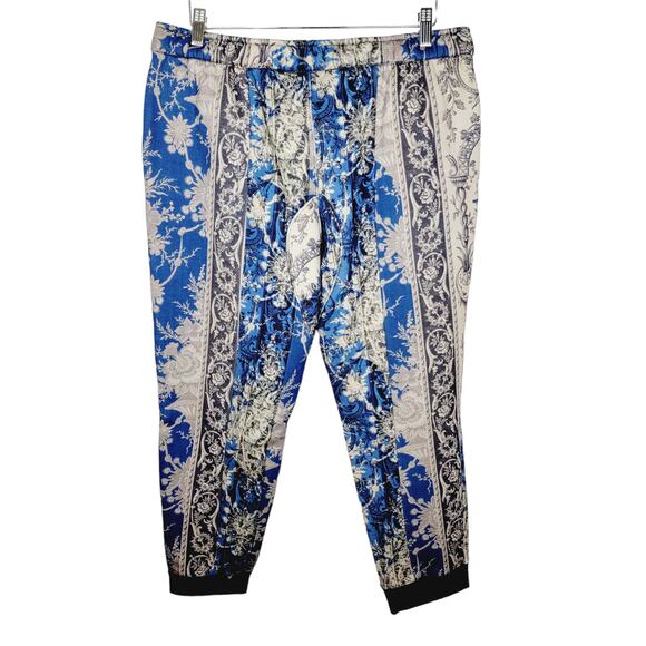 NWT Gary Graham GARYGRAHAM422 UNISEX Patched Pants Blue Floral Stripe M - Picture 3 of 7